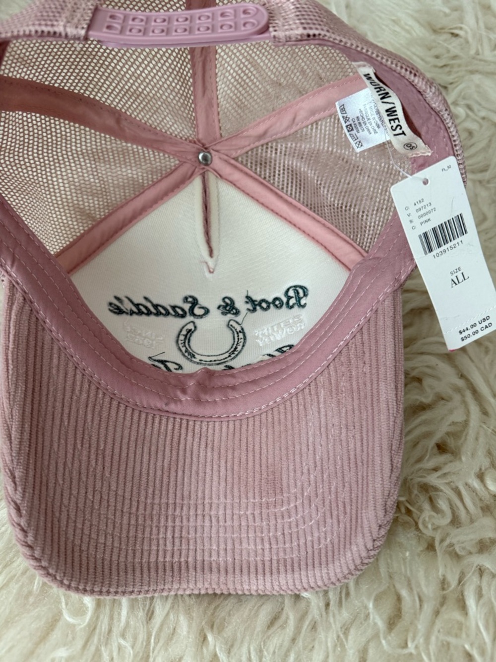Anthropologie Worn/West Pink Corduroy Trucker Hat - Picture 6 of 7